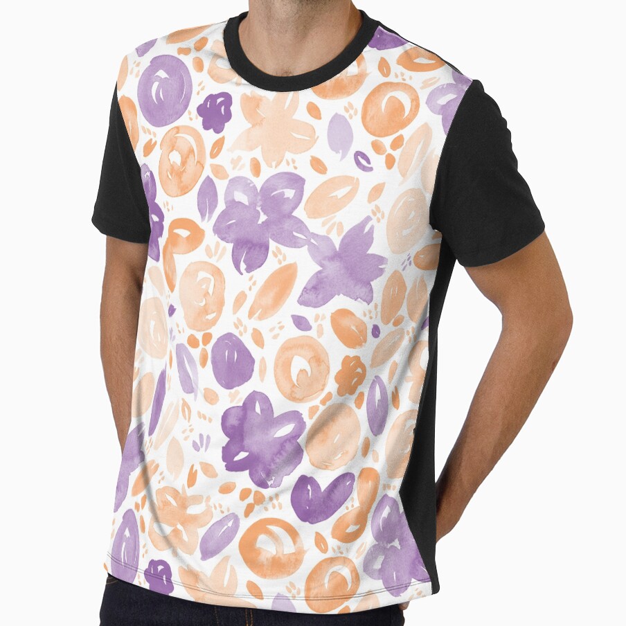 Floral Pattern #5 | Orange and Purple by RebeccaFlaherty