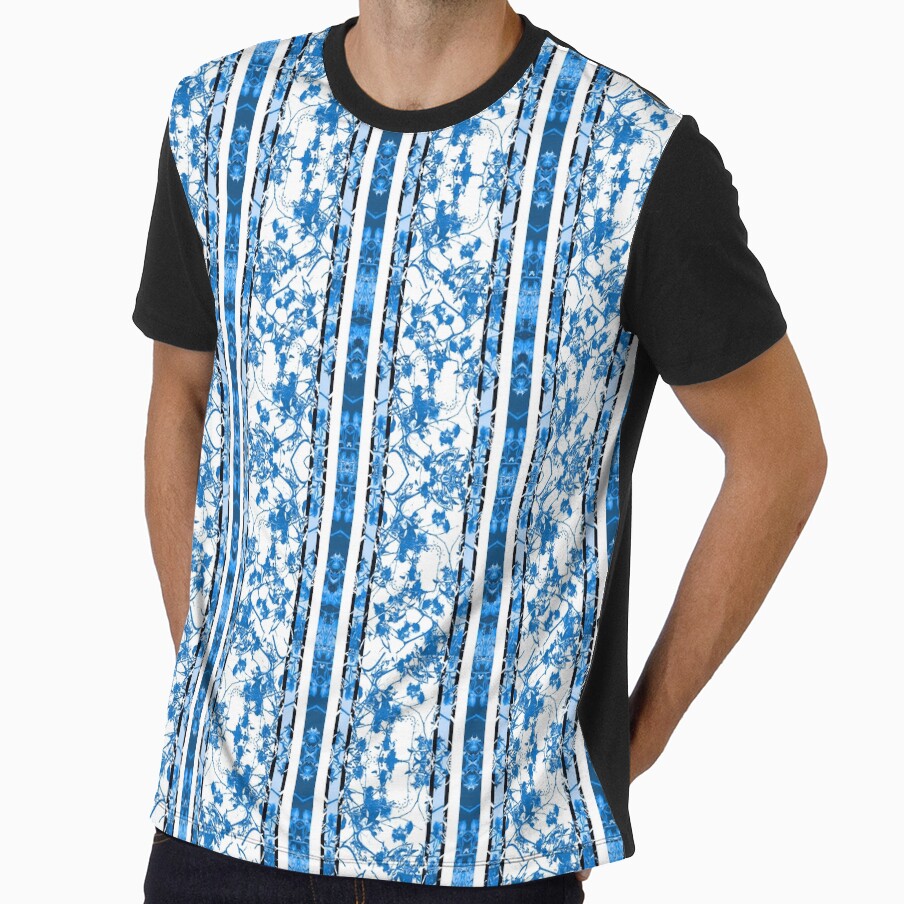 Chinoiserie Striped Floral Print by DFLC Prints