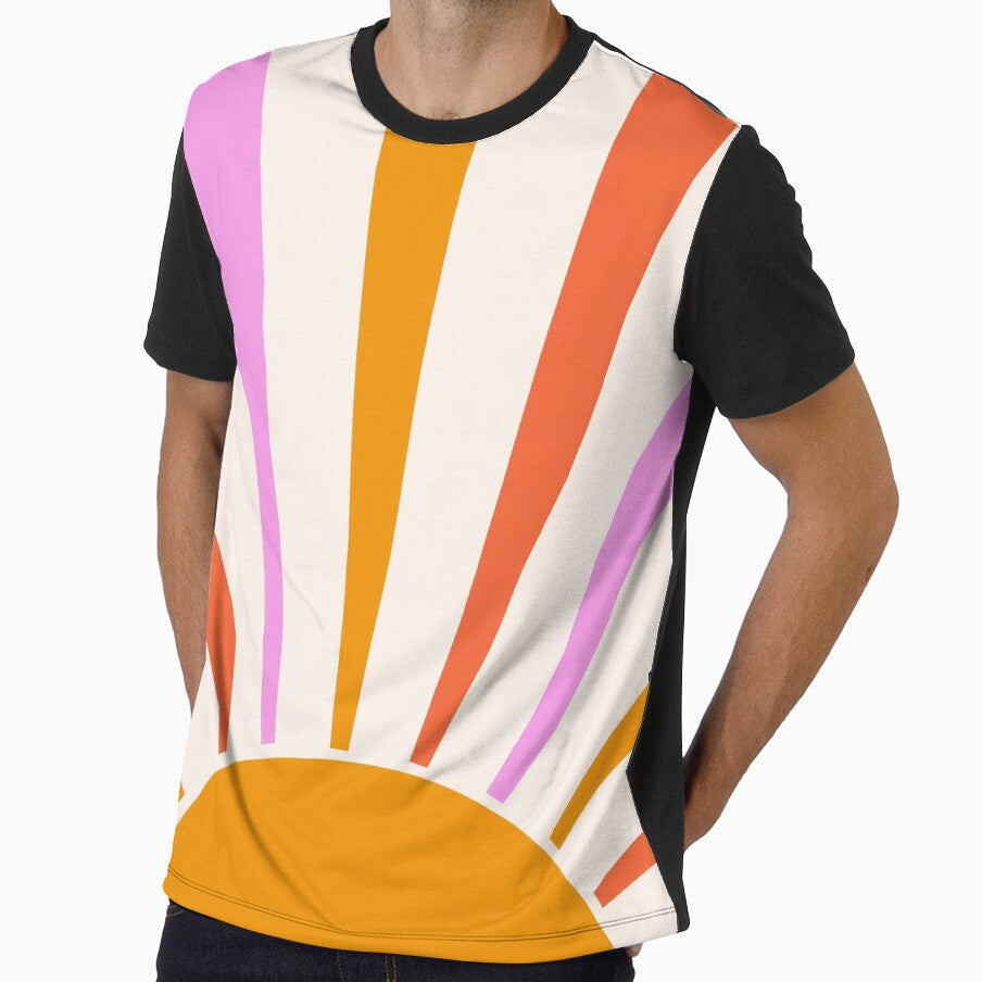 Minimalist Retro Sun Rays in orange, red and pink by Yasminepatterns