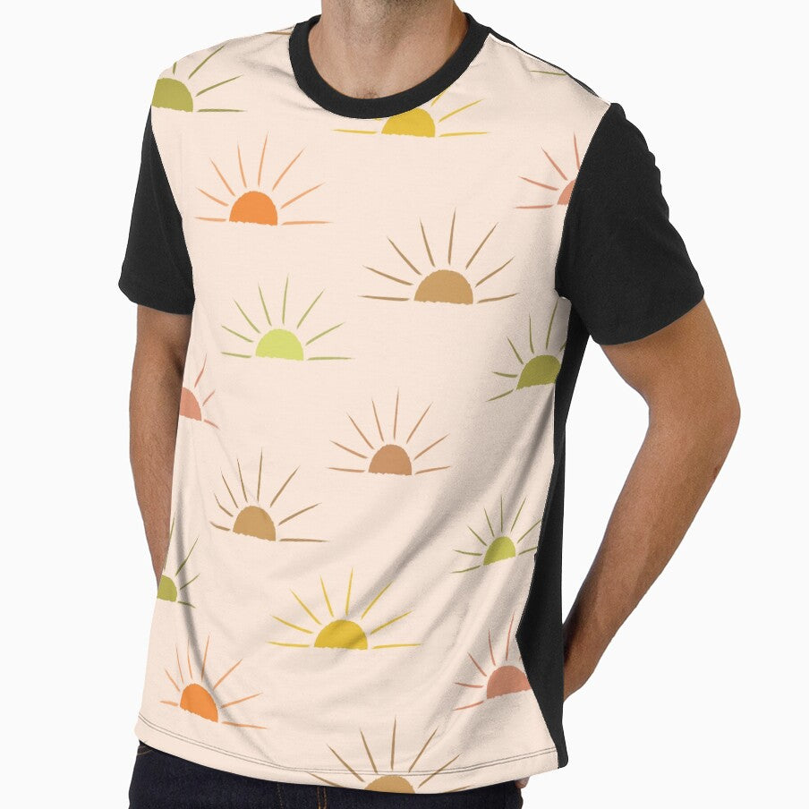 Abstract colorful boho sun pattern on light cream by Yasminepatterns