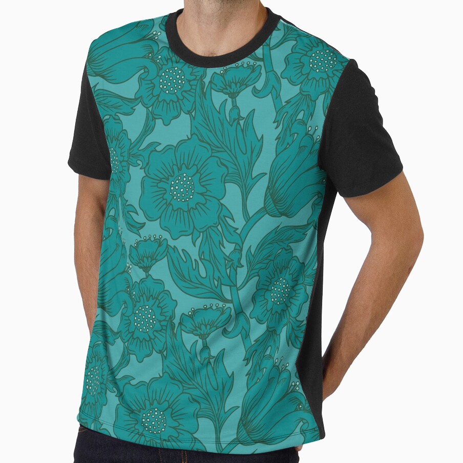 Teal Floral Flourish - Large by latheandquill