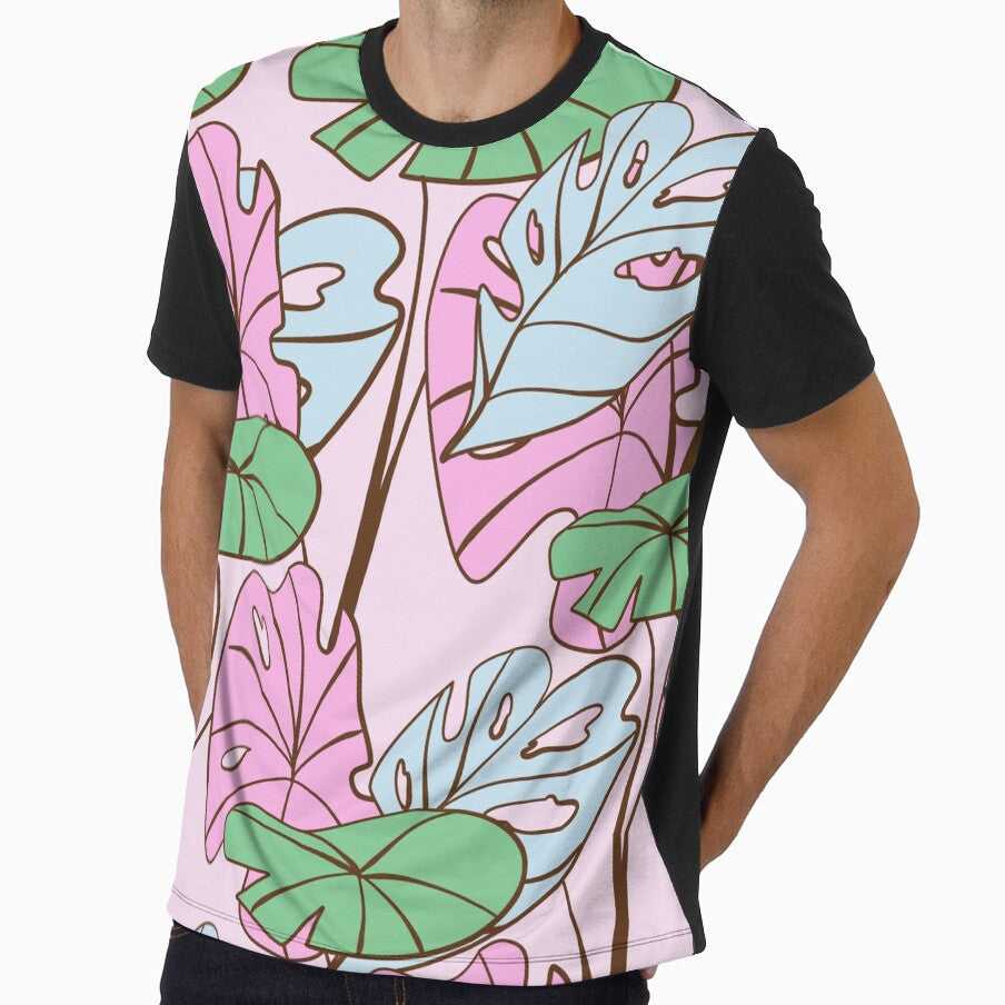 Colorful Tropical Monstera Philodendron on Blush Pink by GraphicsClub