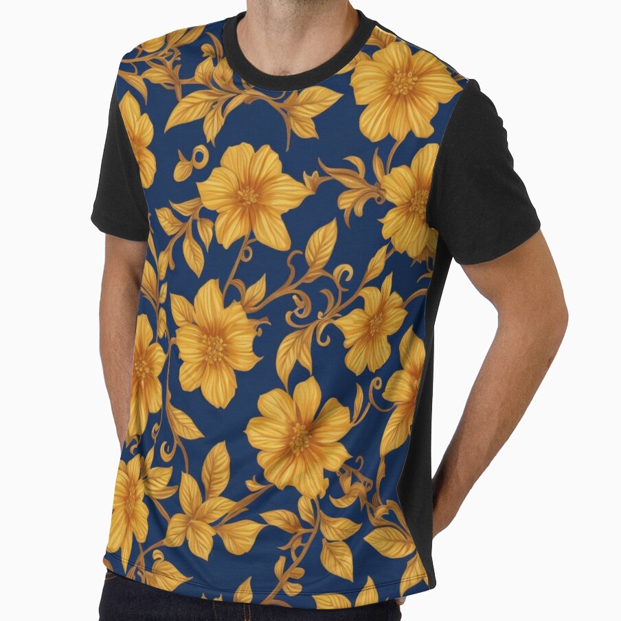 Blue And Gold Floral Pattern by Rell1970