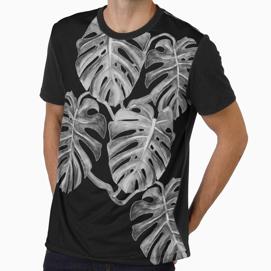 Monstera Deliciosa, swiss chess plant, Monochrome, palm by Sarah Marsh