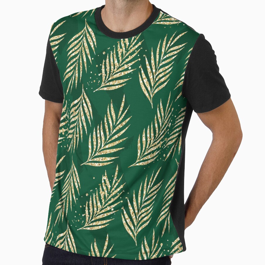 Tropical leafs summer fashion pattern design in green tones 2 by Lalanacliparts