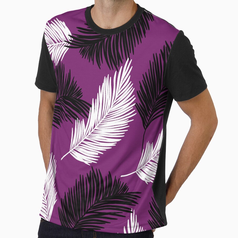 Tropical Wild Leaves Pattern Palm on Pancy Purple by GraphicsClub