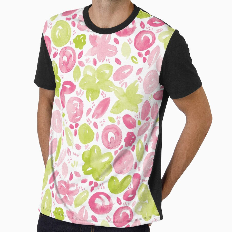 Floral Pattern #5 | Pink and Green by RebeccaFlaherty