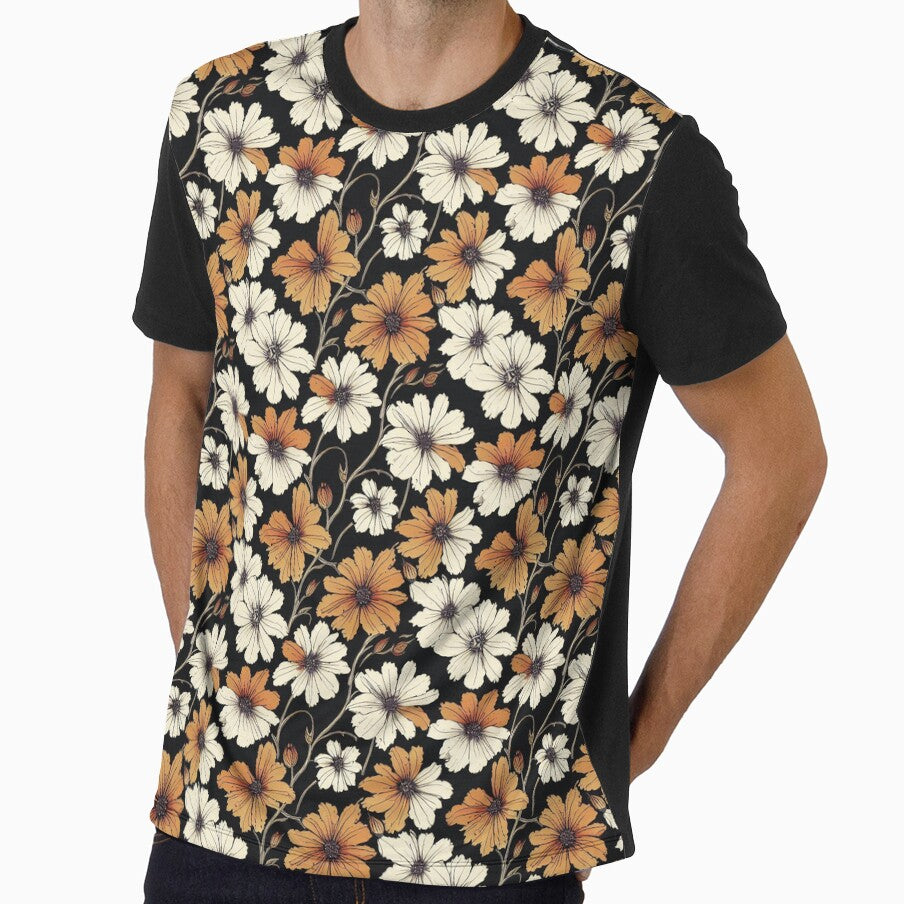 Vintage Dark Floral - Orange and White by kougan