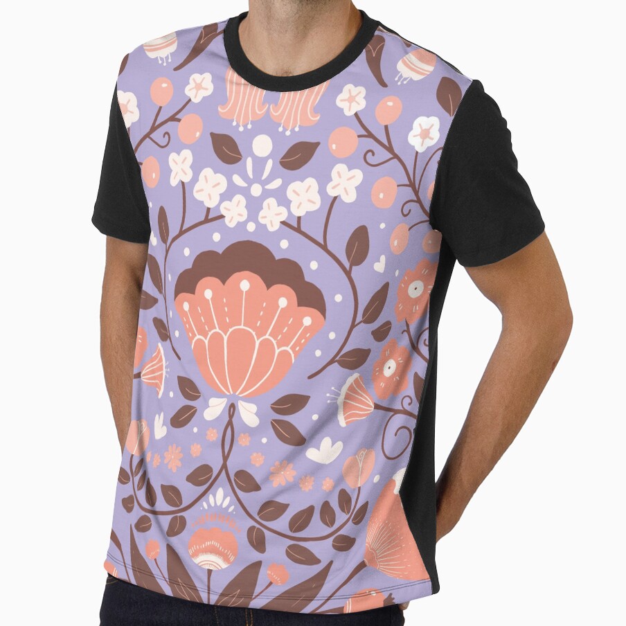 Dark purple and orange floral symmetrical illustration by Floral patterns and cute characters