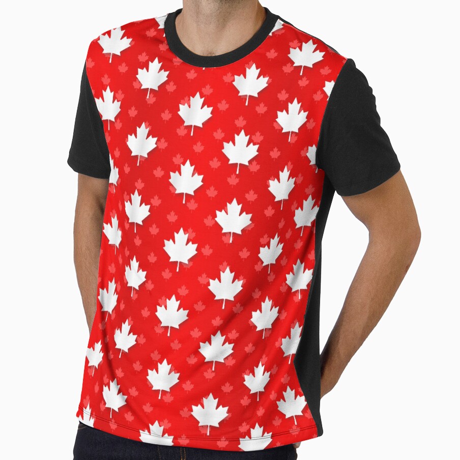 Red Canada Maple Leaf Shiny Metallic Background - 3D effect by Wizzles Emporium