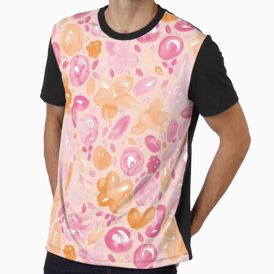 Floral Pattern #5 | Peach and Pink by RebeccaFlaherty