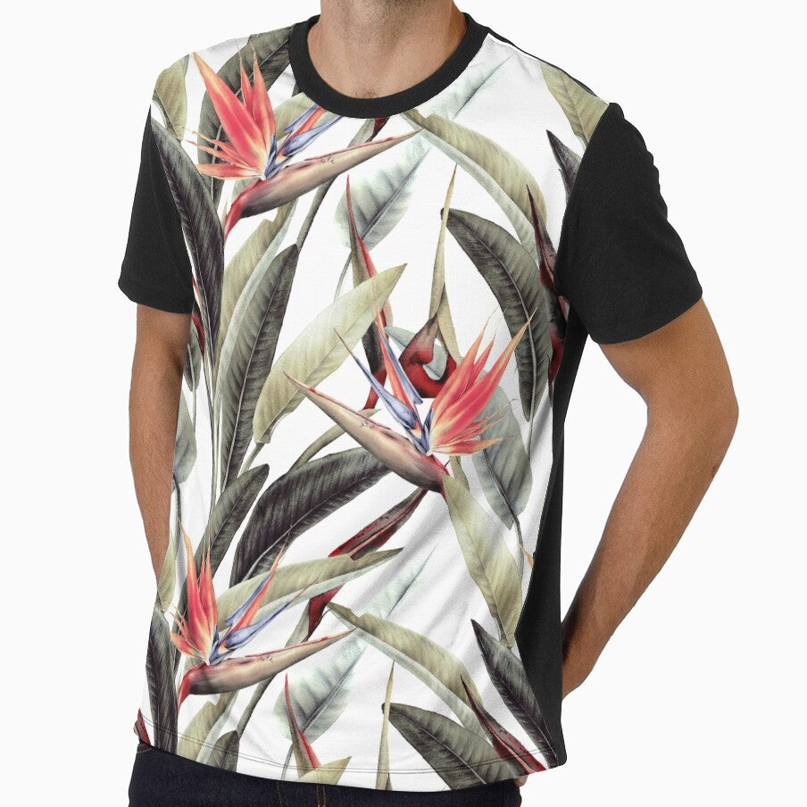 Tropical flowers, strelitzia. Pattern by Olga Melikhova