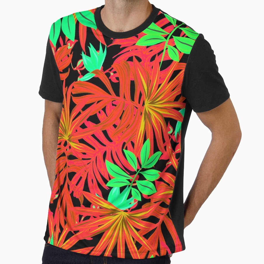 Retro Inspired Orange Tropical Print by TotallyRetroArt