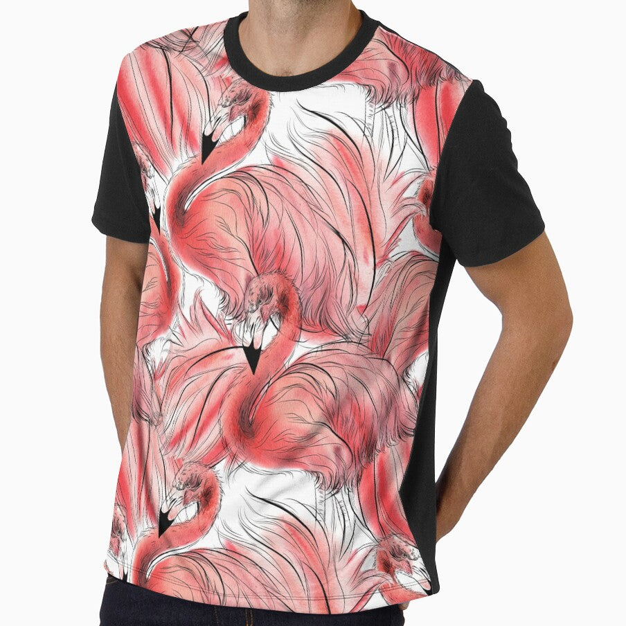 Seamless floral pattern with flamingo by Olga Melikhova