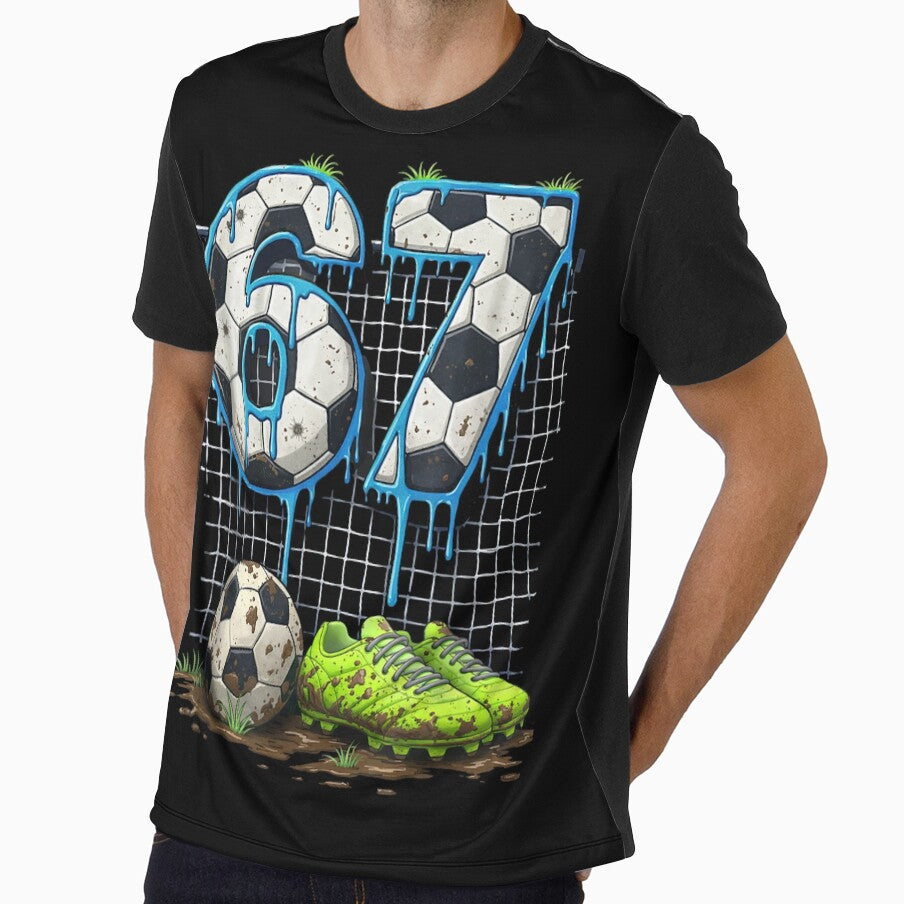 Number 67 Soccer Ball Football Player Jersey Sport Drip Graphic Art by MassonCalepon