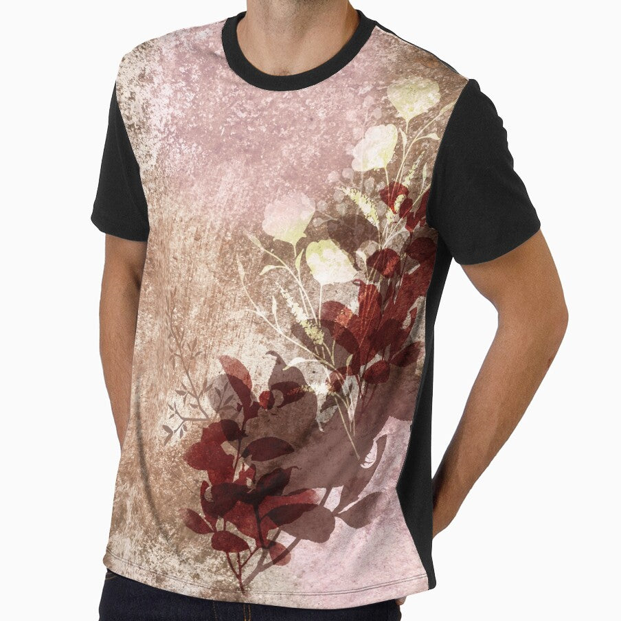 Textured red and brown floral silhouette-seco tierra by From my Soul