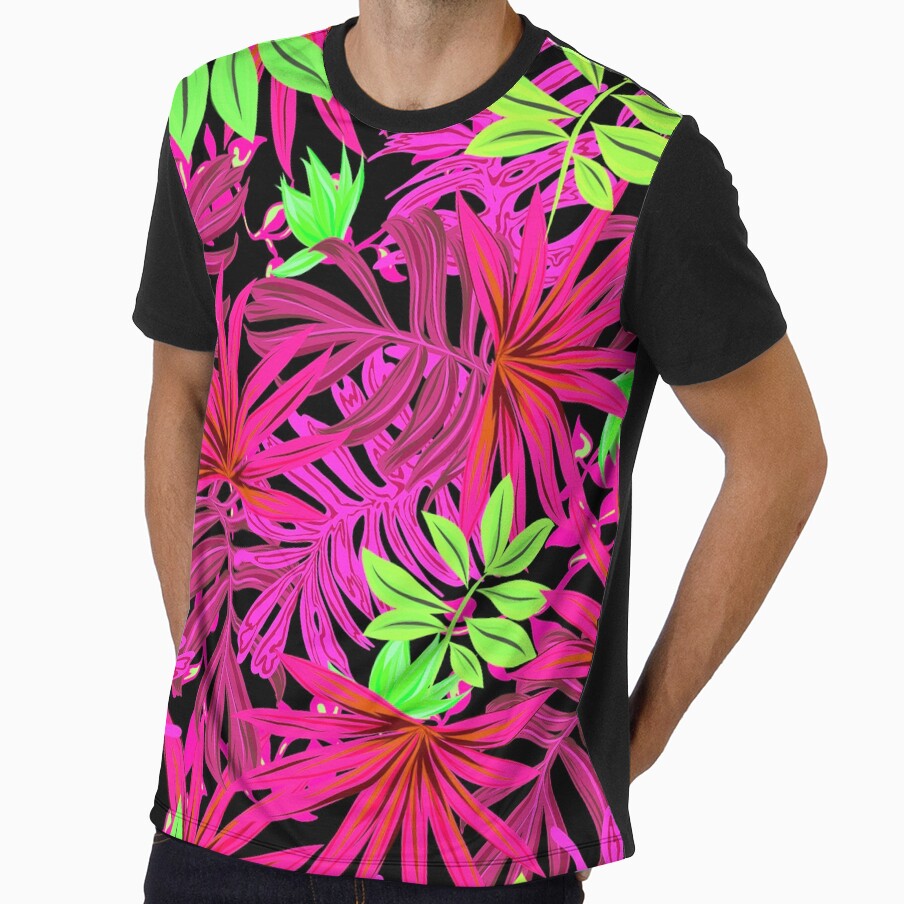 Retro Inspired Tropical Print - Hot Pink by TotallyRetroArt