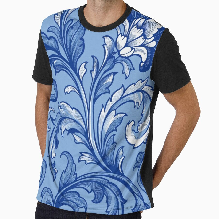 Elegant Blue Floral Pattern | Delicate Classic Print by ByJuju
