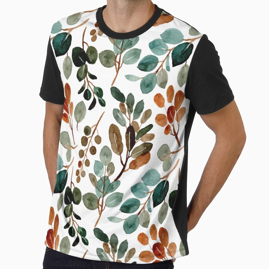 Brown & green floral pattern / Autumn by Edenglow Prints & Peculiars