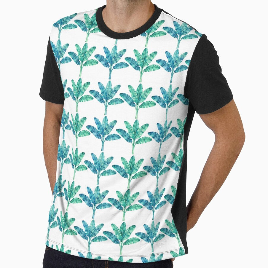 Teal Green Aqua Blue Tropical Leaves by SeaStarAlex