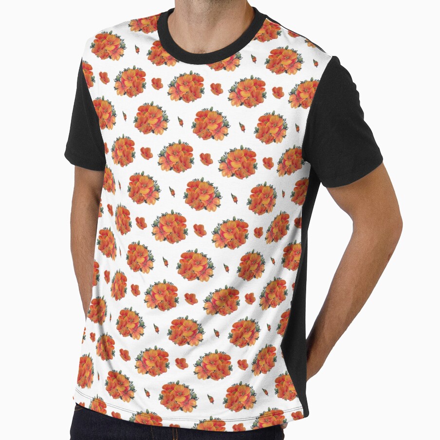 Orange vintage poppies on white by LittleBettyMakes