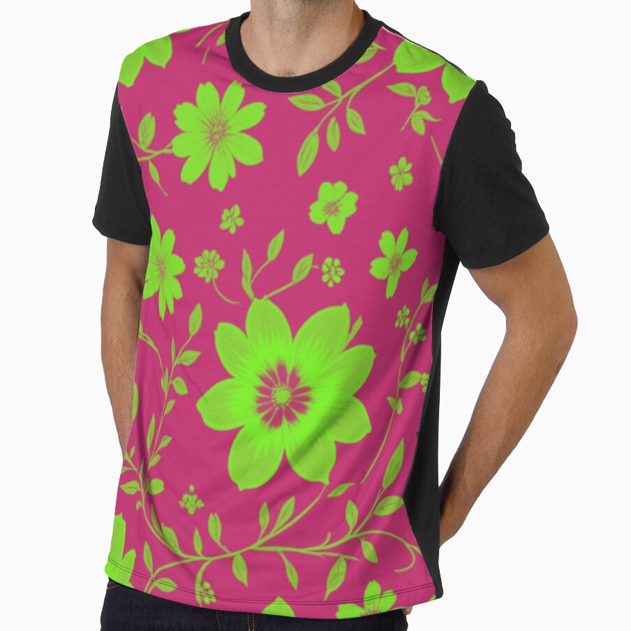 Pink And Green Floral Art by Rell1970