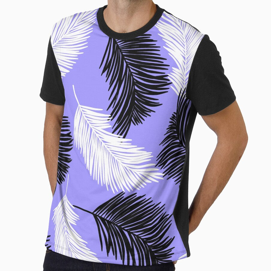Tropical Wild Leaves Pattern Palm on Purple by GraphicsClub