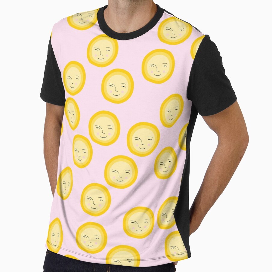 Cute Sun Pattern on Pink Background by kapotka