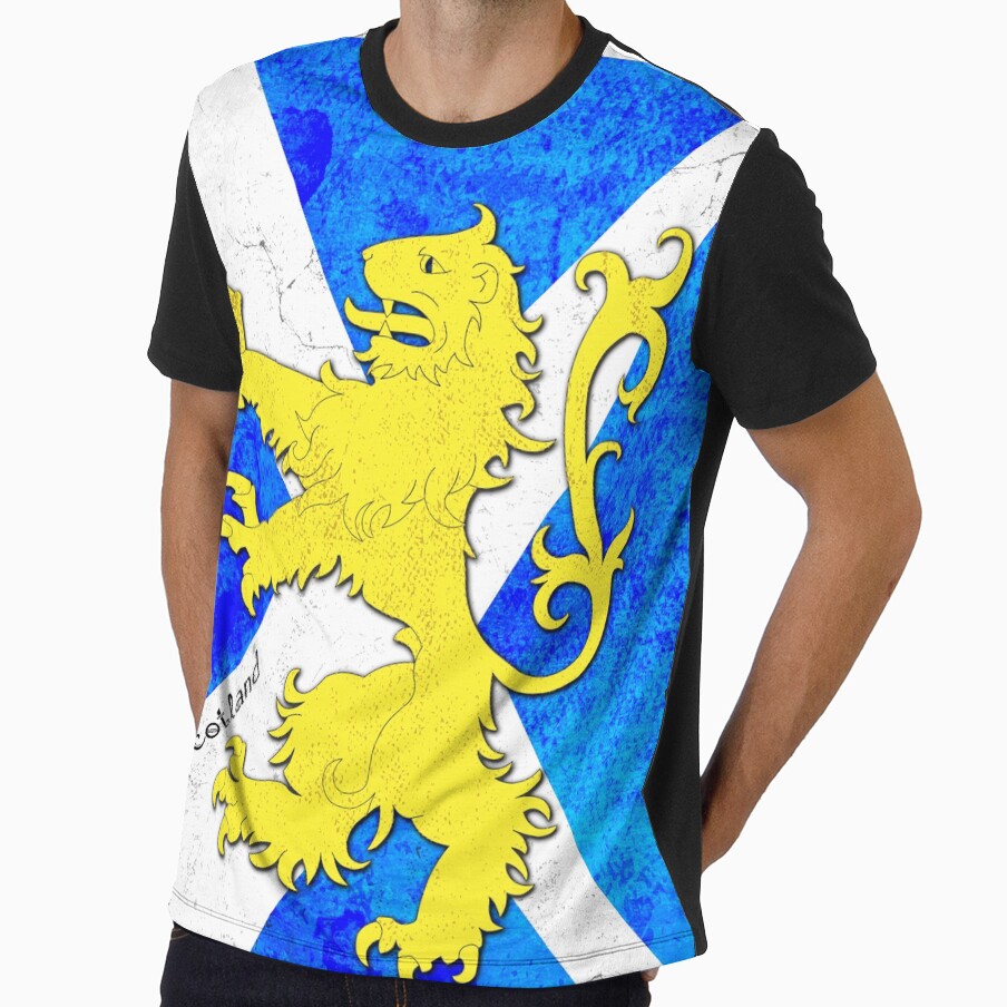 Scotland Flag with Lion - Modern  Look, Grunge style by scrolla