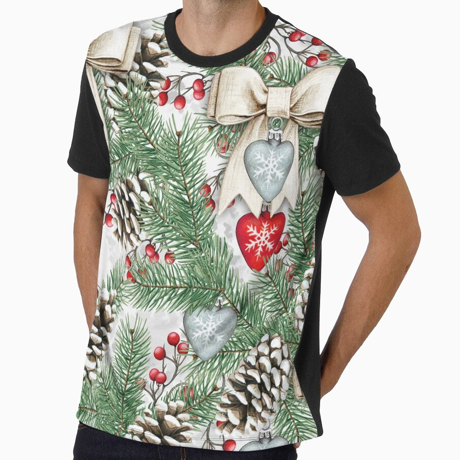 christmas watercolor pattern leaf background classic tshirt by anandsiva2703