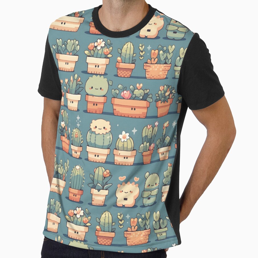 Cactus Kawaii Pretty Cactusses Pattern Blue Theme by 18tokwa
