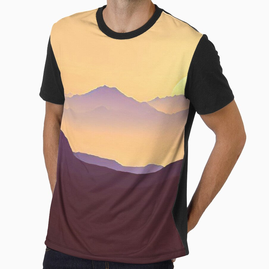 Sunset Behind Mountain Landscape by Inyeneart
