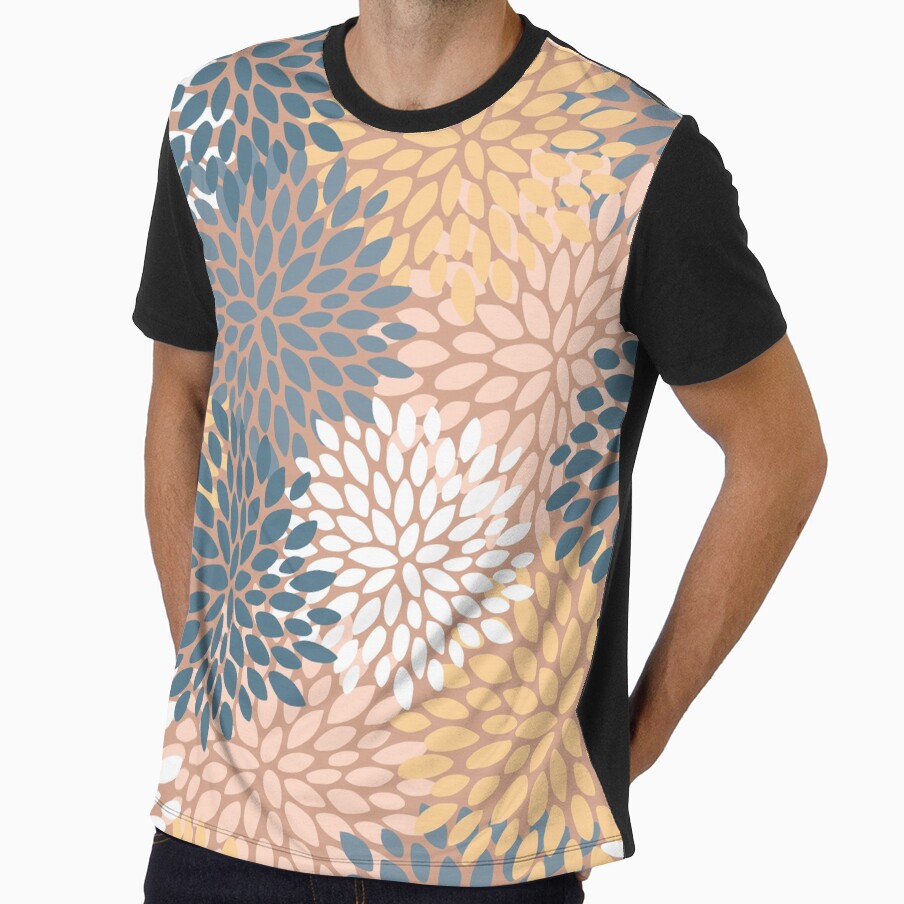 Floral Pattern, Spring, Blush, Teal and Yellow by meggydesigns