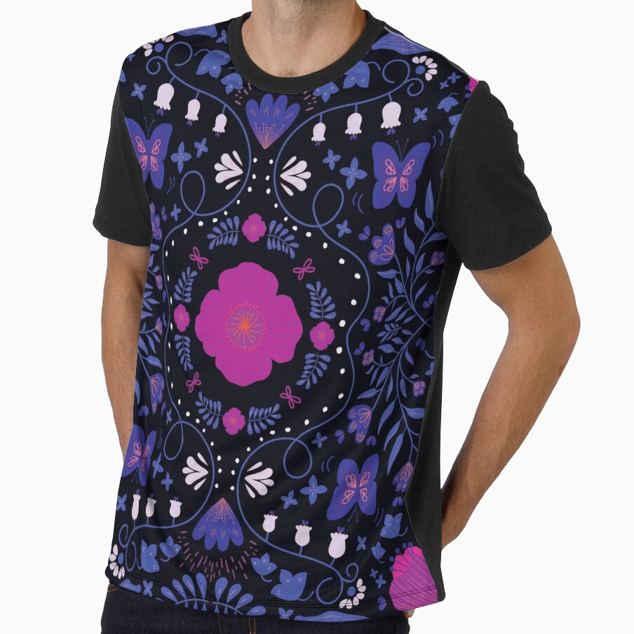 Dark night floral illustration - purple by Floral patterns and cute characters