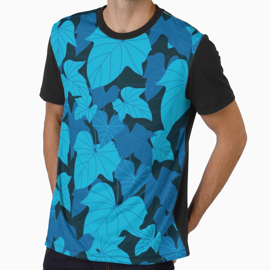 Cyan Tropical Philodendron Leaves Pattern by GraphicsClub