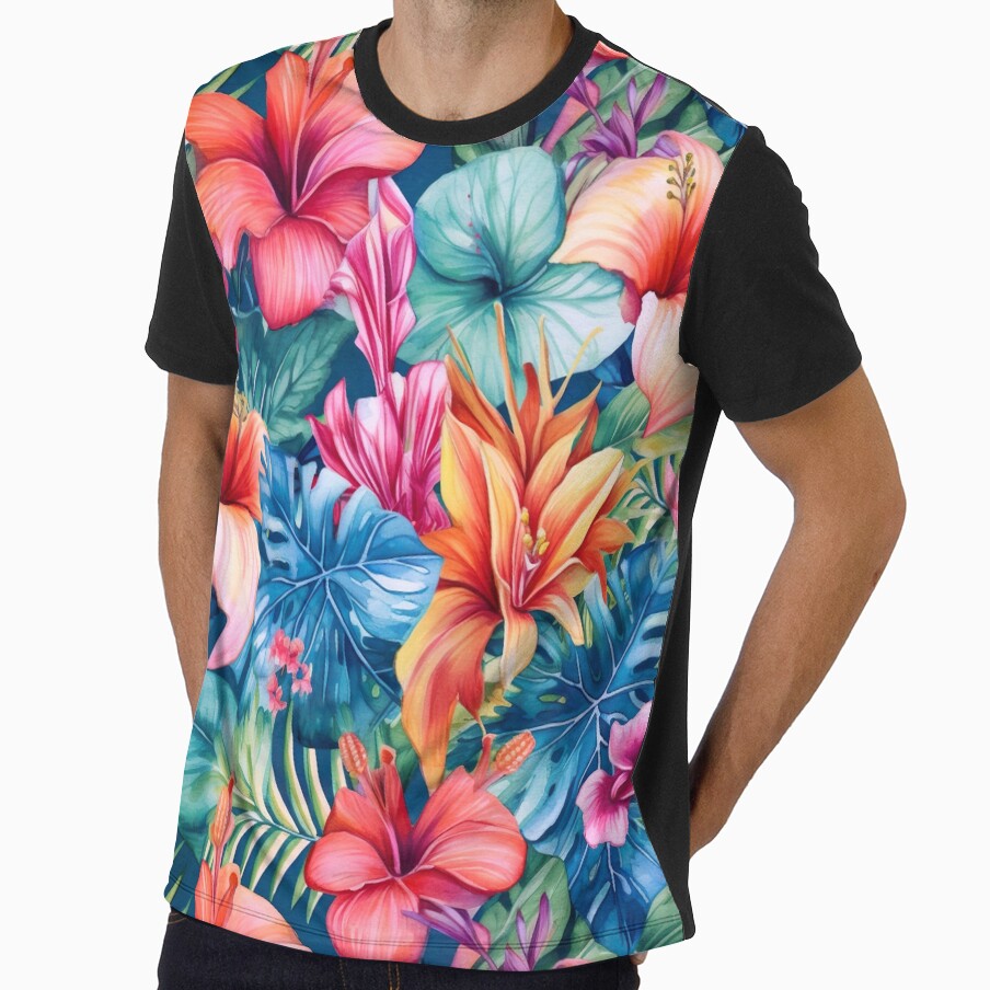 Watercolour Tropical Flowers Seamless Pattern by PatternStudios