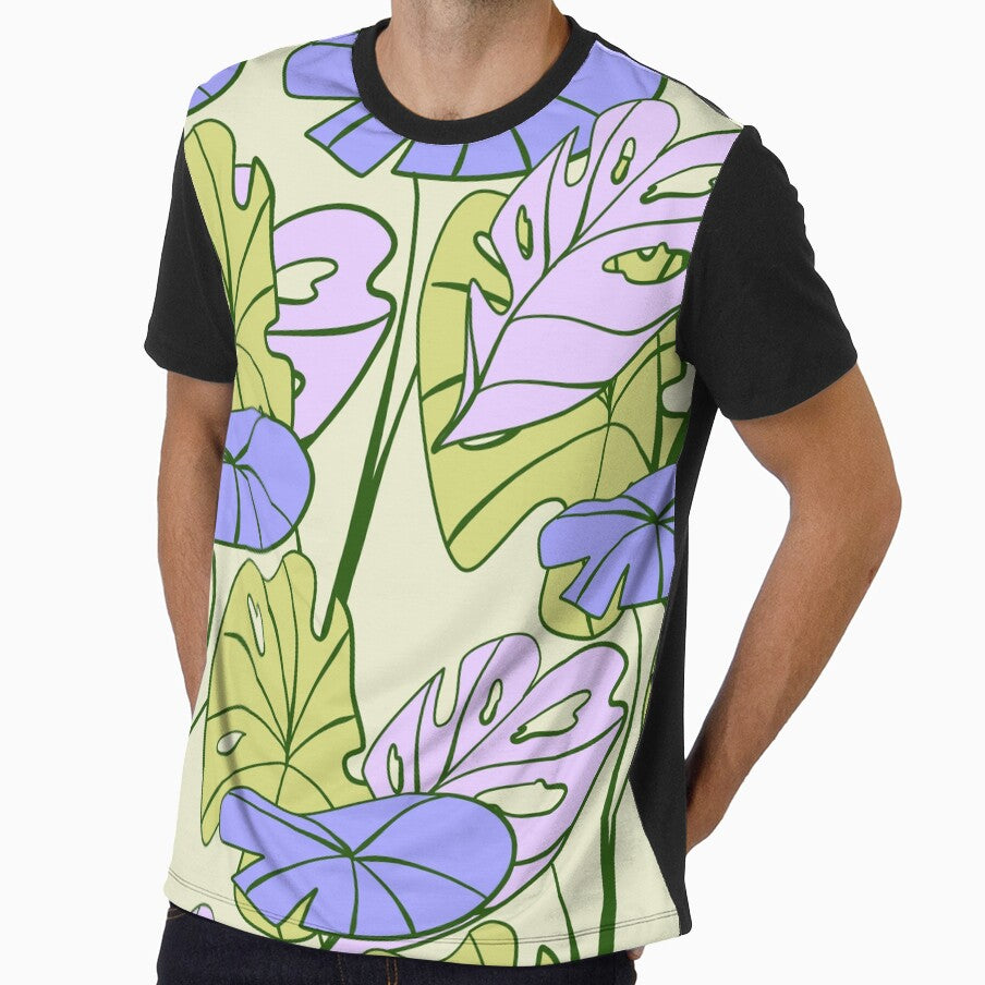 Colorful Tropical Philodendron Monstera on Olive Green by GraphicsClub