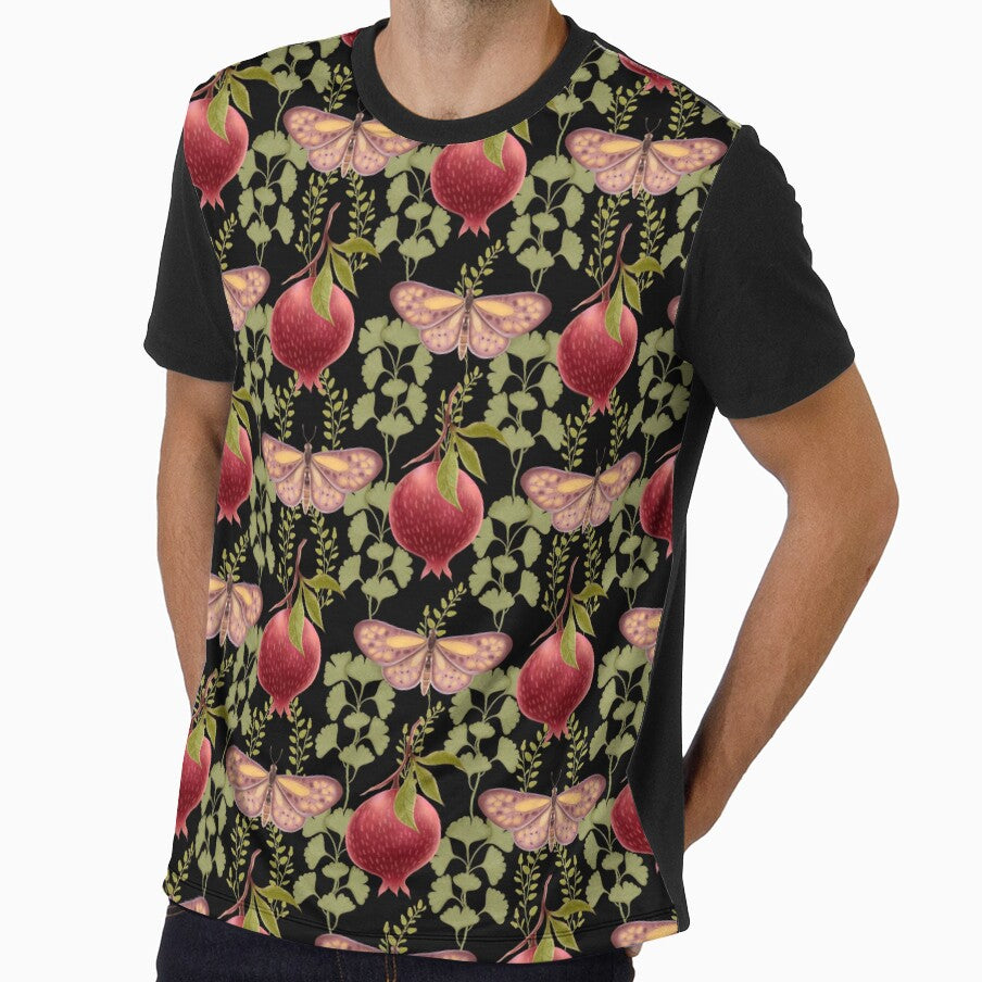 Original hand-drawn pomegranate and butterfly illustrations and the resulting composite seamless pattern. by Grin Katalina Floral Patterns & Cozy Art