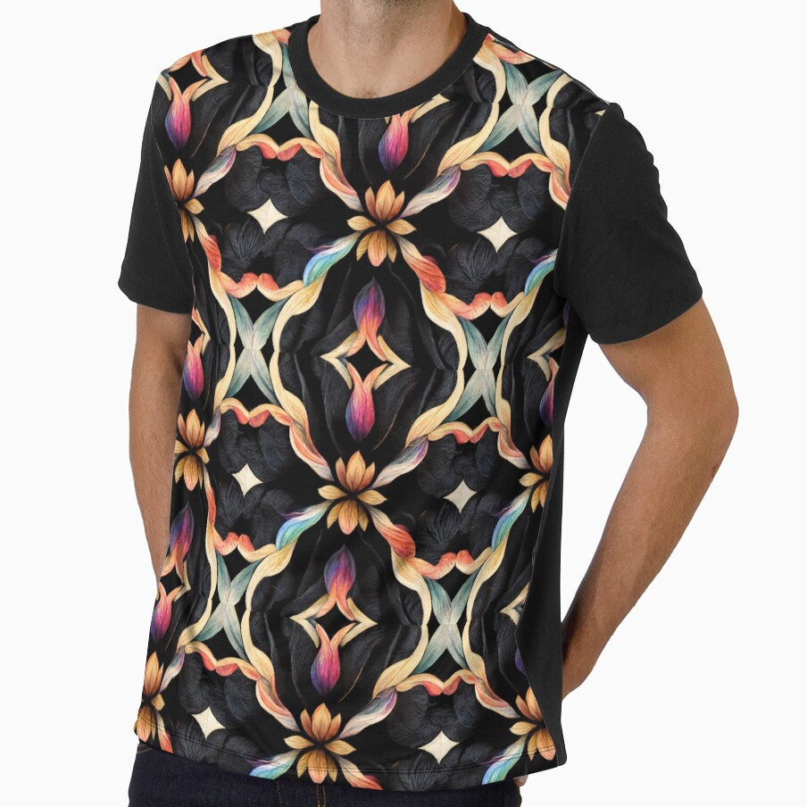 Black Rainbow Wild Floral Seamless Textile Pattern by Alladin7
