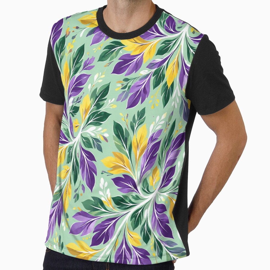 Purple and Gold Botanical Leaf Pattern by The-Drip-Studio