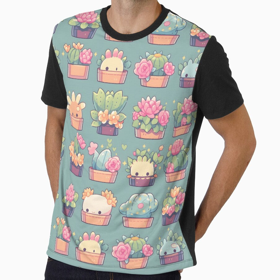 Happy Cactus Kawaii Pretty Cactusses Pattern by 18tokwa