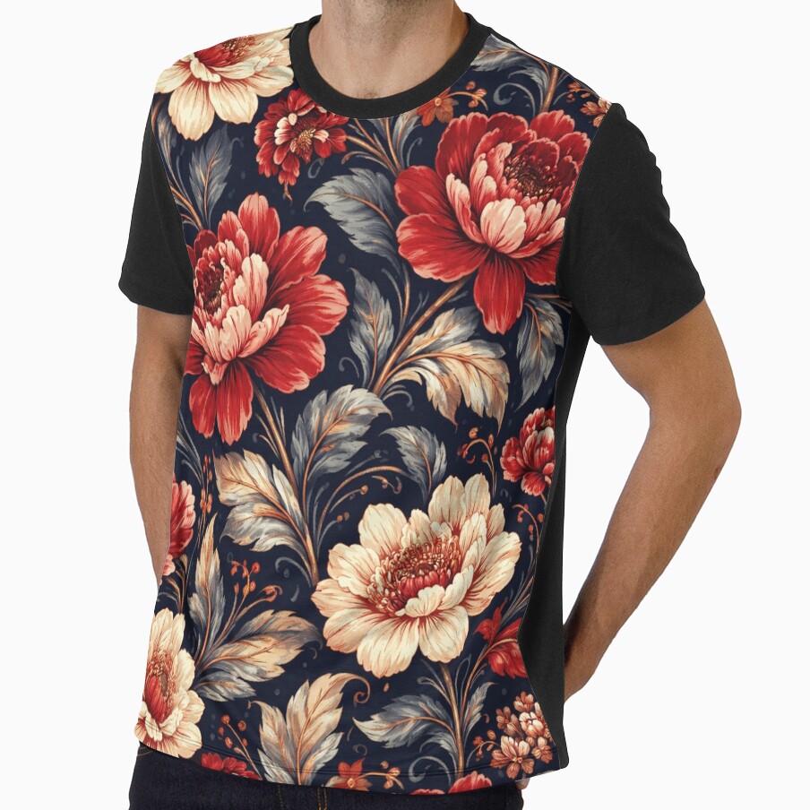 Bold Vintage Floral on Navy by FLATVAC STICKER