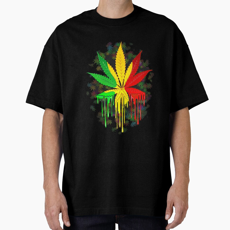 Rasta Leaf PaintDrip by leen12 Art Designs Prints