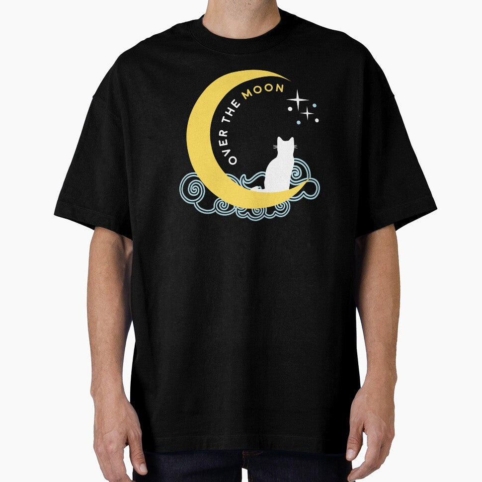 Over the moon cat mooncat minimalist tattoo art by Artyselley
