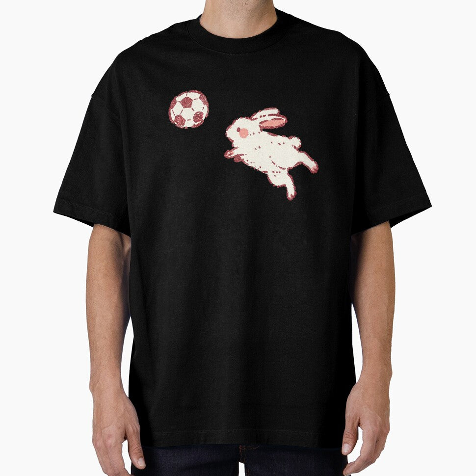Soccer Football Rabbit playful stipple illustration by Magnificent Lizard