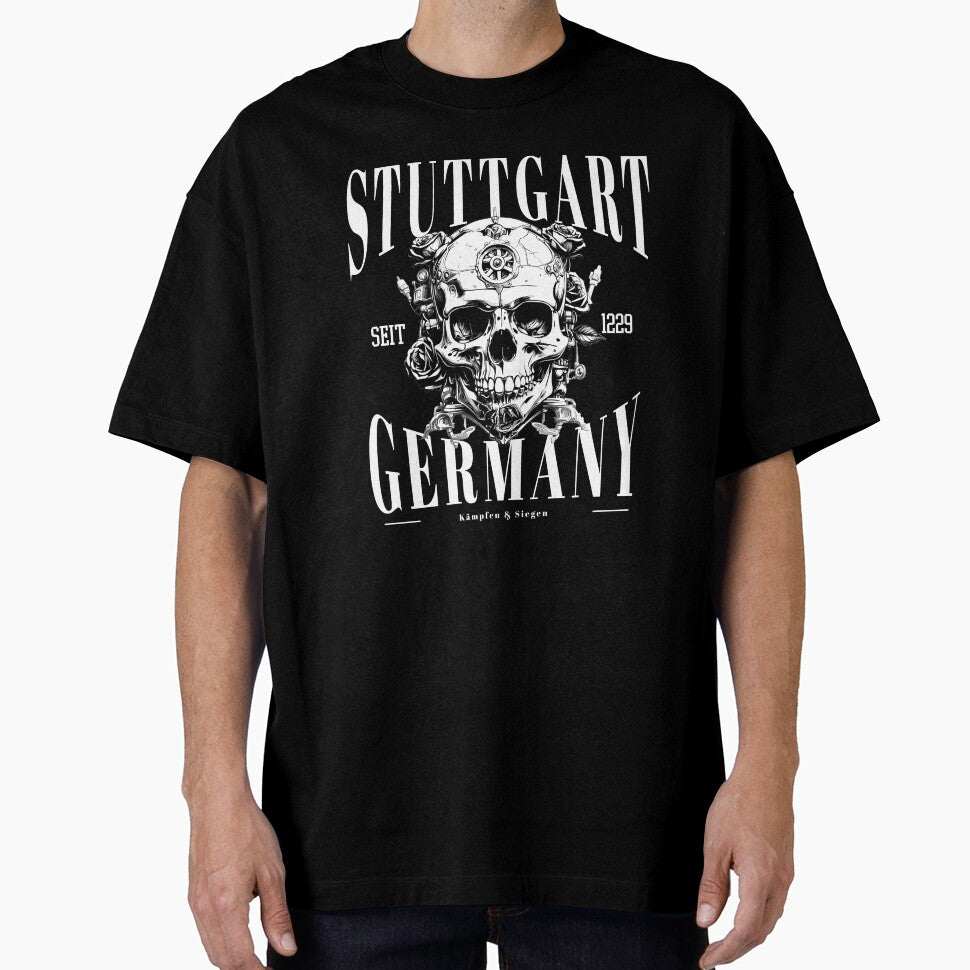 Stuttgart Germany lettering with skull by Ecmoprints