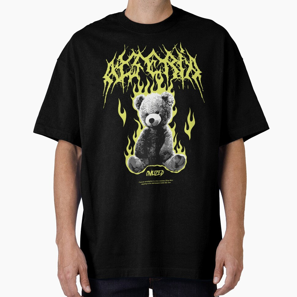 Teddy Bear on Fire Punk Streetwear by NF Designs Studio DTF