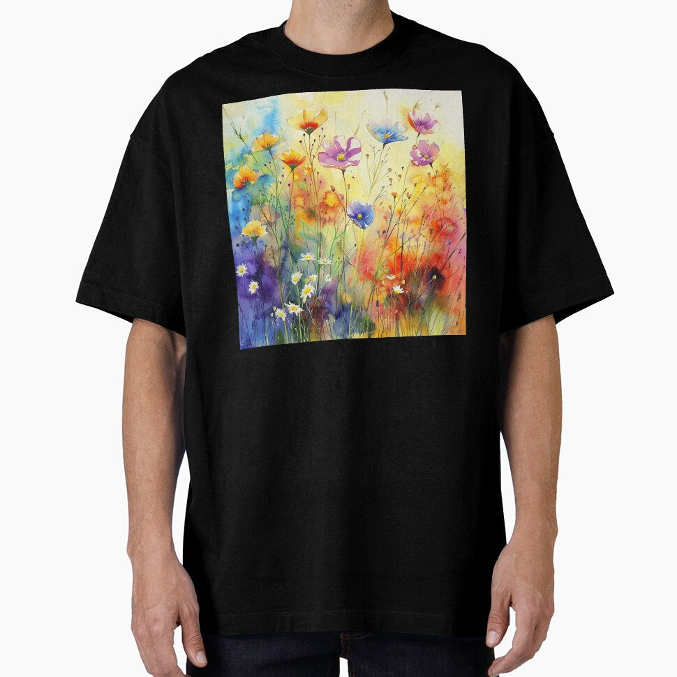 Relaxing Watercolor Wash Wildflowers Casually Elegant Aesthetic Painting by DEC02