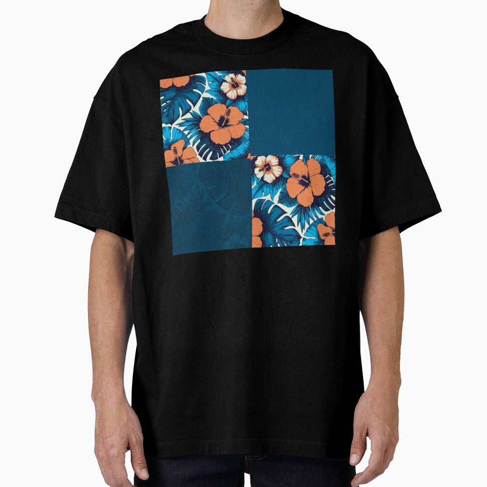 Tropical Deep Blue & Orange Flowers Collage by InFrameVision