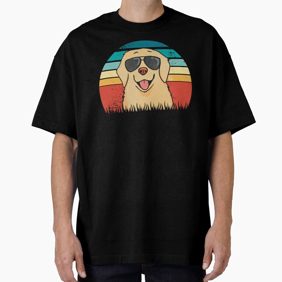 Retro Sunset Cool Golden Retriever by Golden Turtle Studio